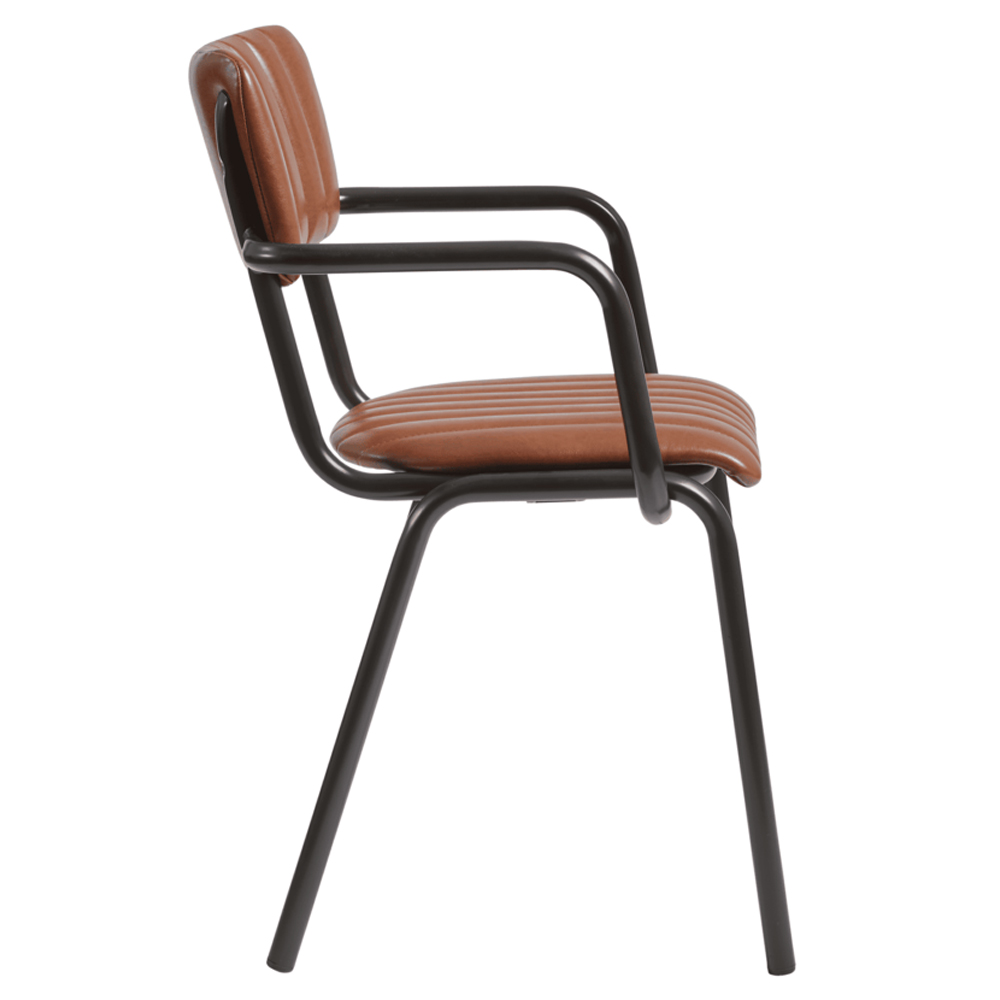 Toulouse Faux Leather Stacking Armchair In Vintage Tan