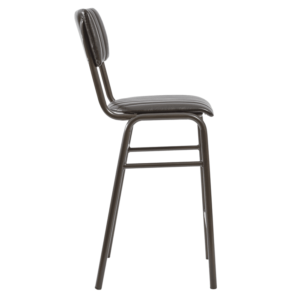 Toulouse Vintage Black Faux Leather Mid Bar Stools In Pair