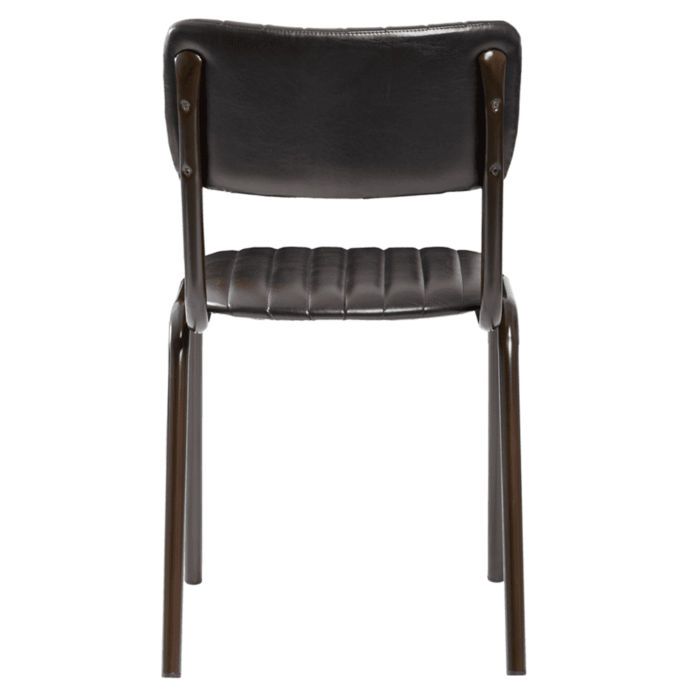 Toulouse Vintage Black Faux Leather Stacking Bar Chairs In Pair