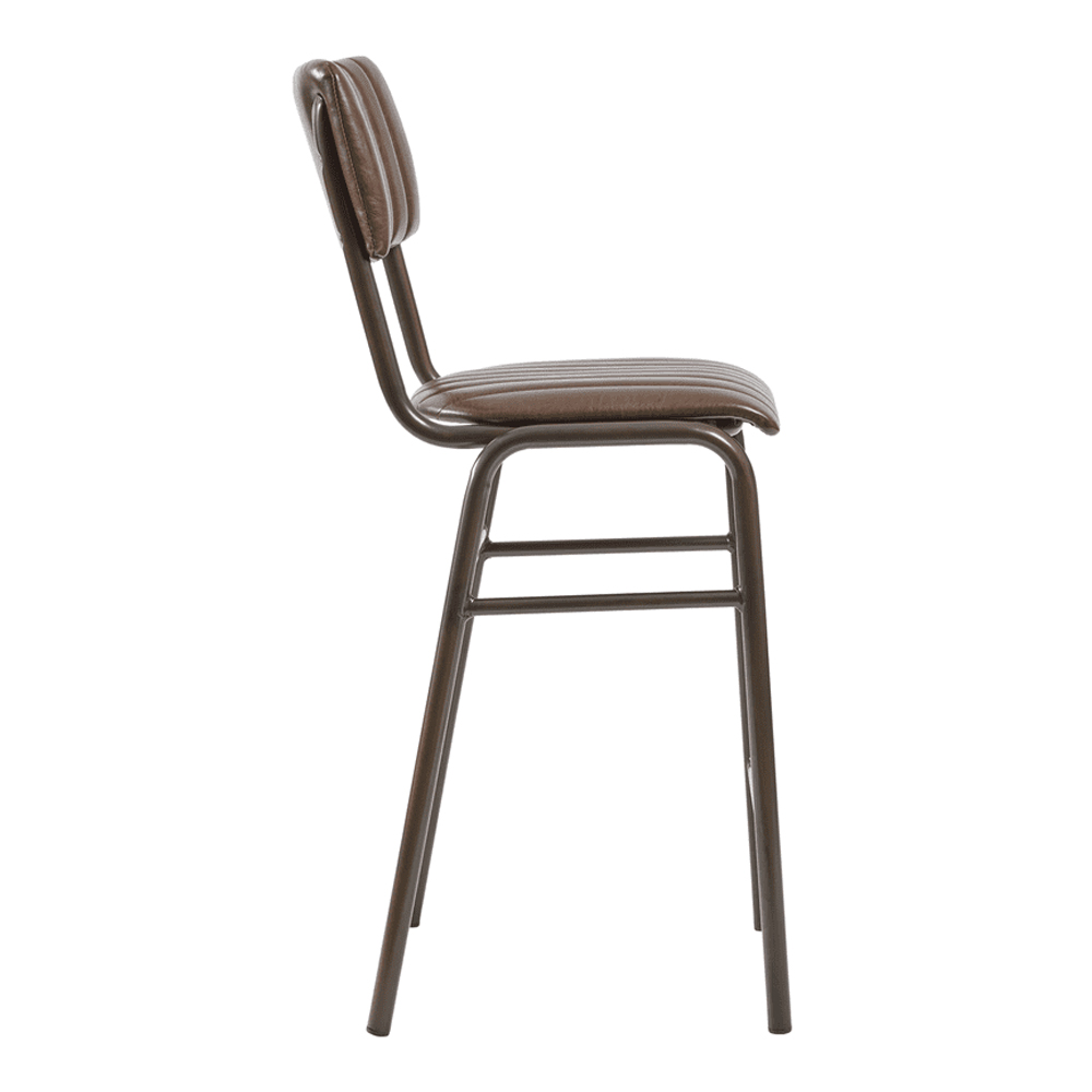Toulouse Vintage Brown Faux Leather Mid Bar Stools In Pair