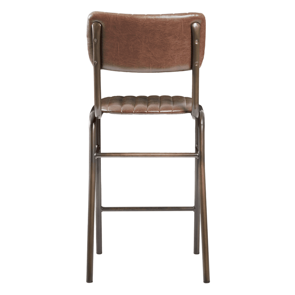 Toulouse Vintage Brown Faux Leather Mid Bar Stools In Pair