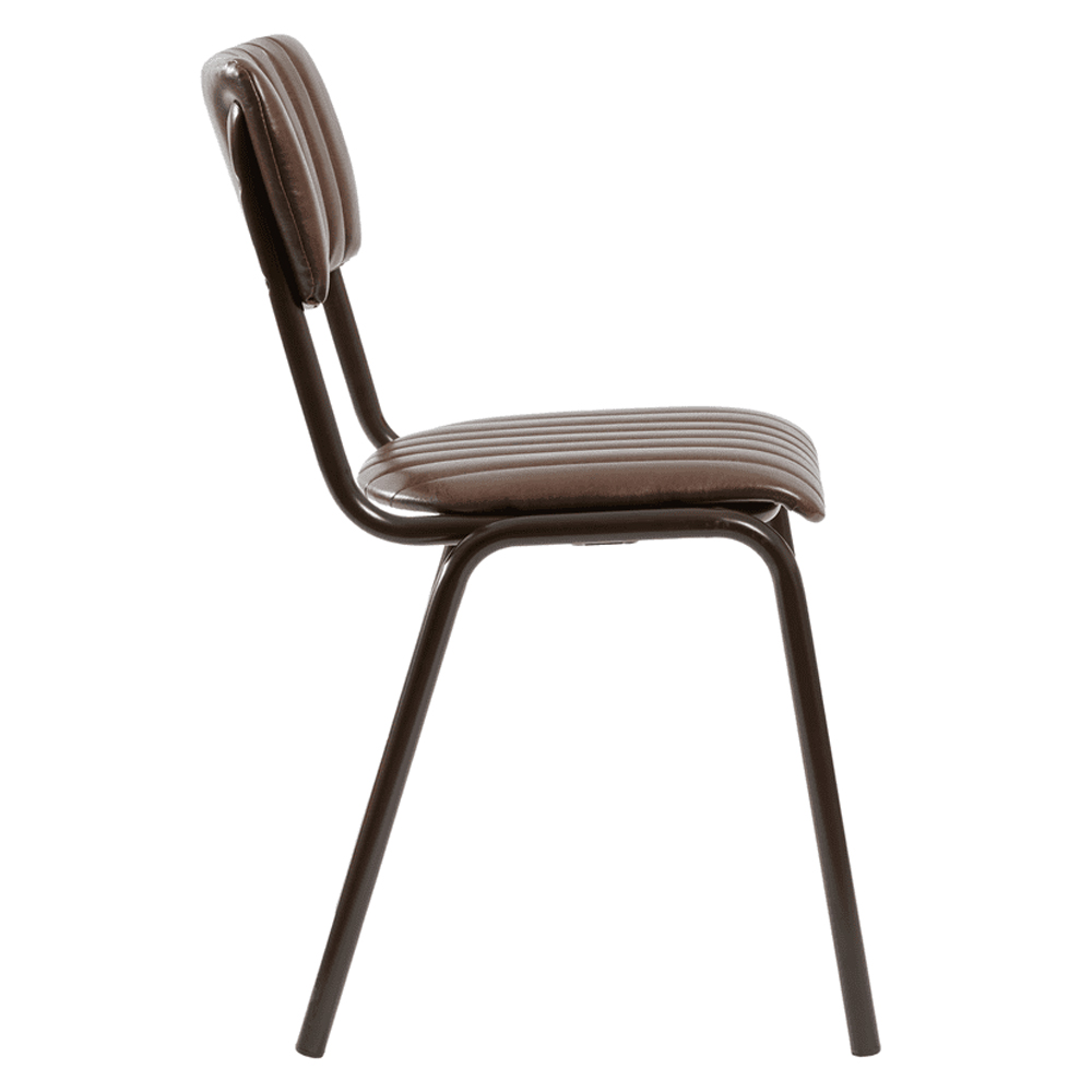Toulouse Vintage Brown Faux Leather Stacking Bar Chairs In Pair