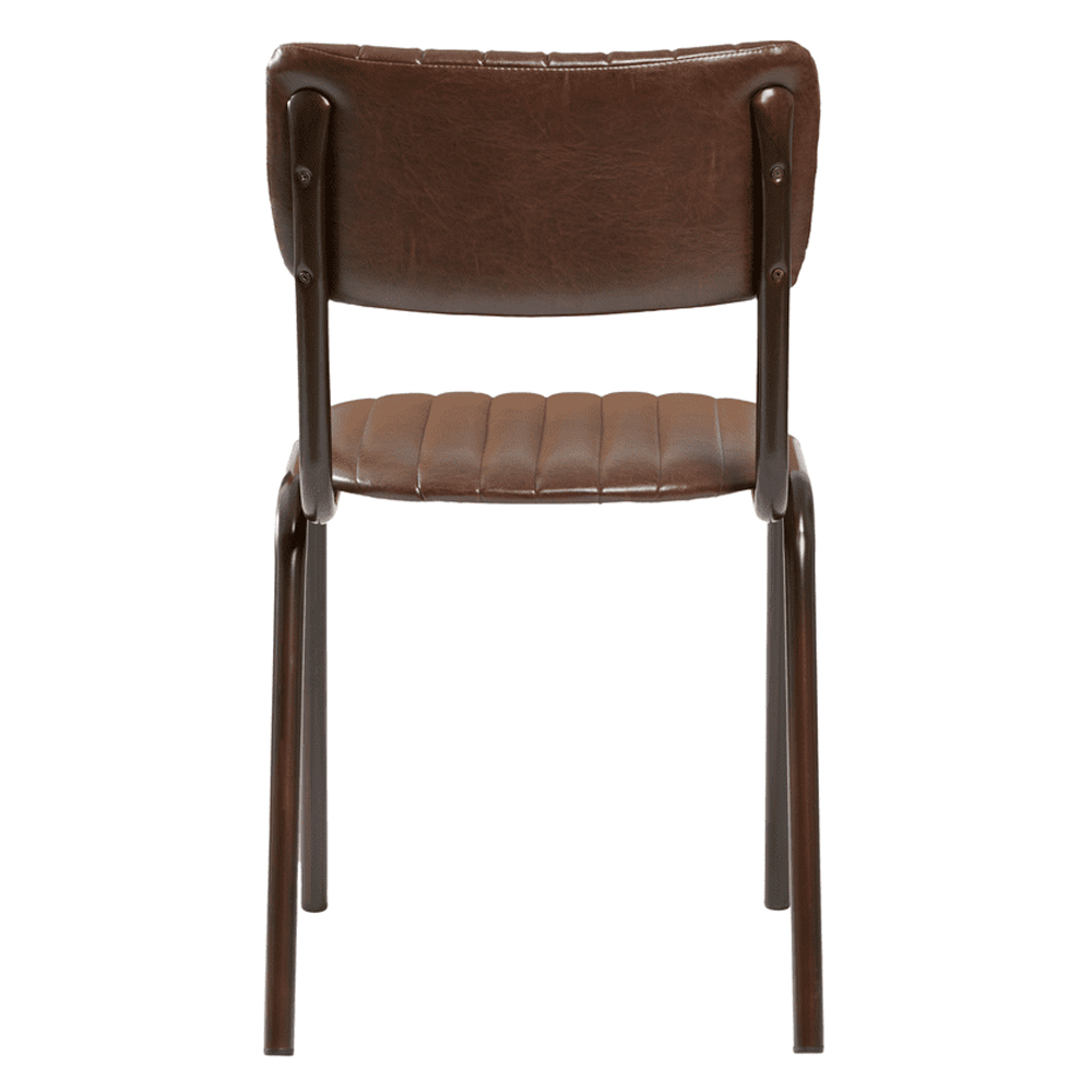 Toulouse Vintage Brown Faux Leather Stacking Bar Chairs In Pair