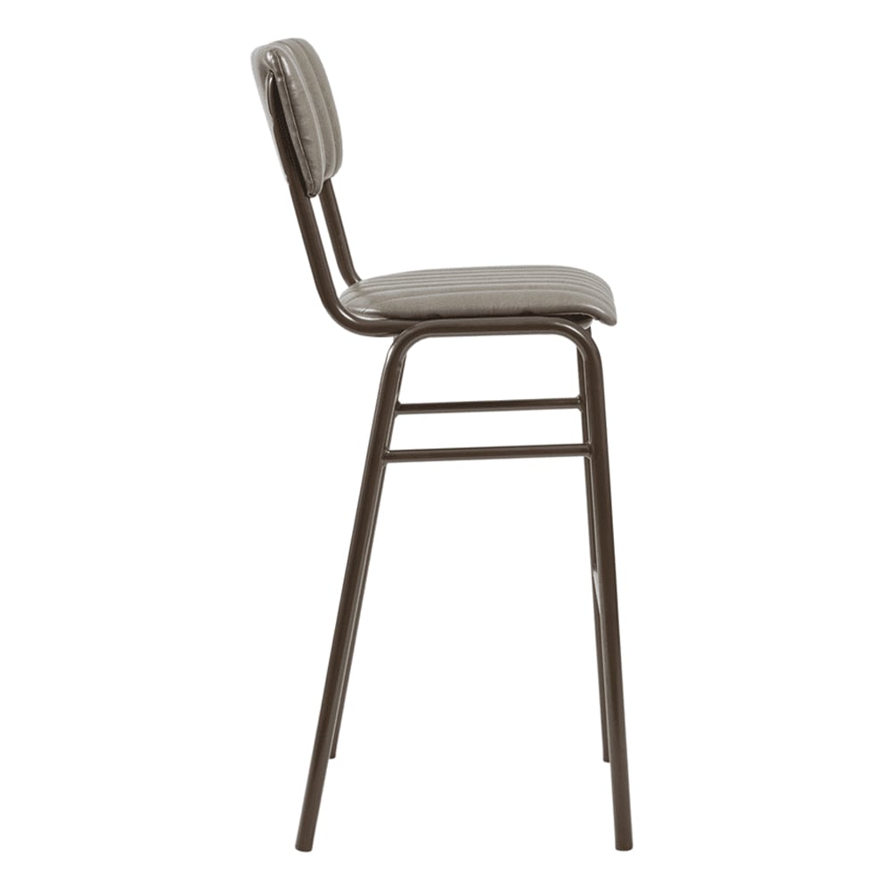 Toulouse Vintage Dark Grey Faux Leather Bar Stools In Pair