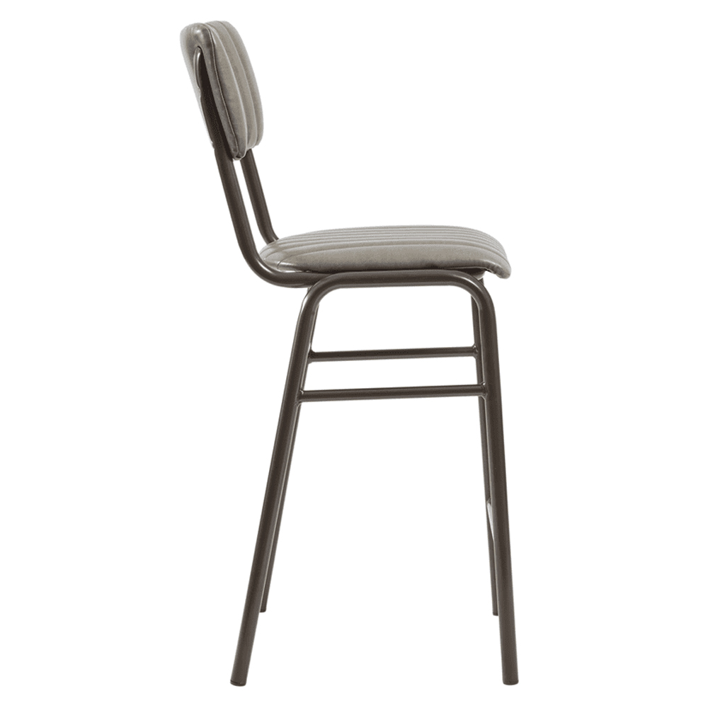 Toulouse Vintage Dark Grey Faux Leather Mid Bar Stools In Pair