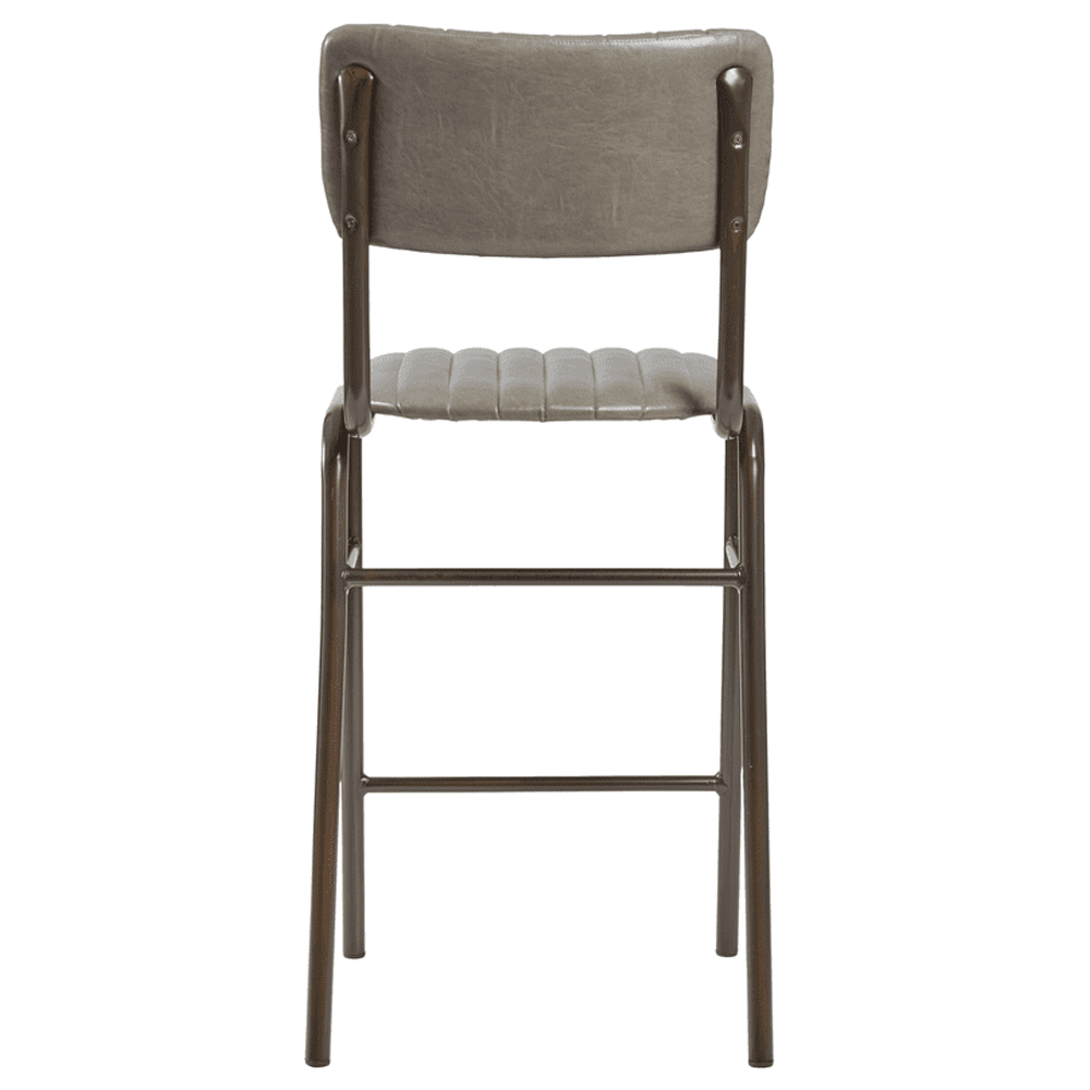 Toulouse Vintage Dark Grey Faux Leather Mid Bar Stools In Pair