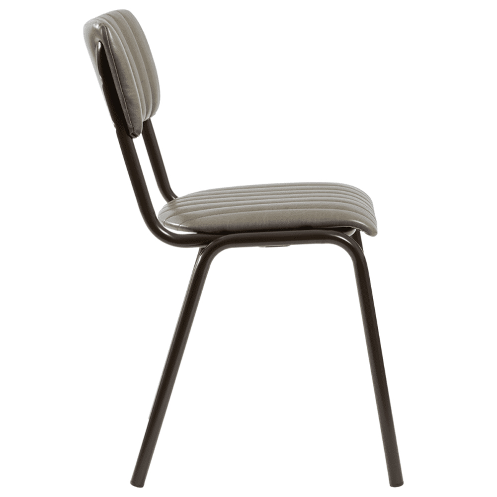 Toulouse Vintage Dark Grey Faux Leather Stacking Bar Chairs In Pair