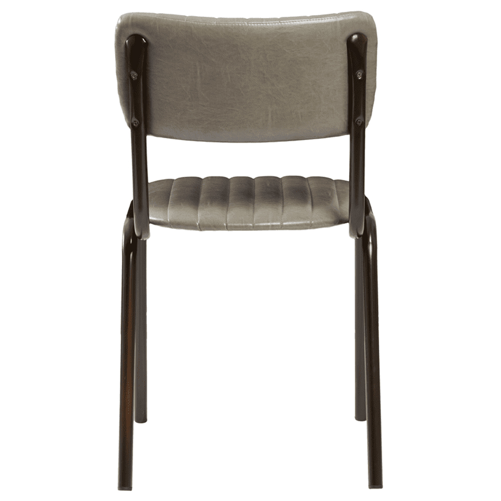 Toulouse Vintage Dark Grey Faux Leather Stacking Bar Chairs In Pair