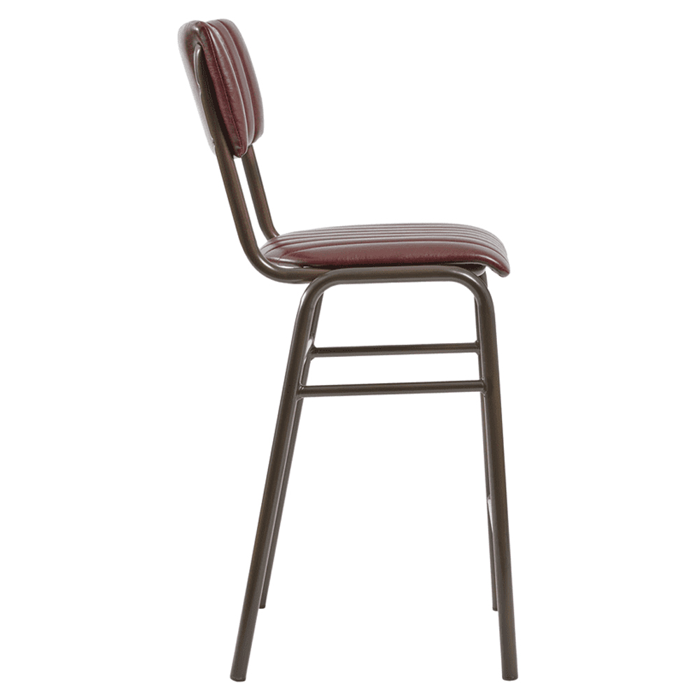 Toulouse Vintage Red Faux Leather Mid Bar Stools In Pair