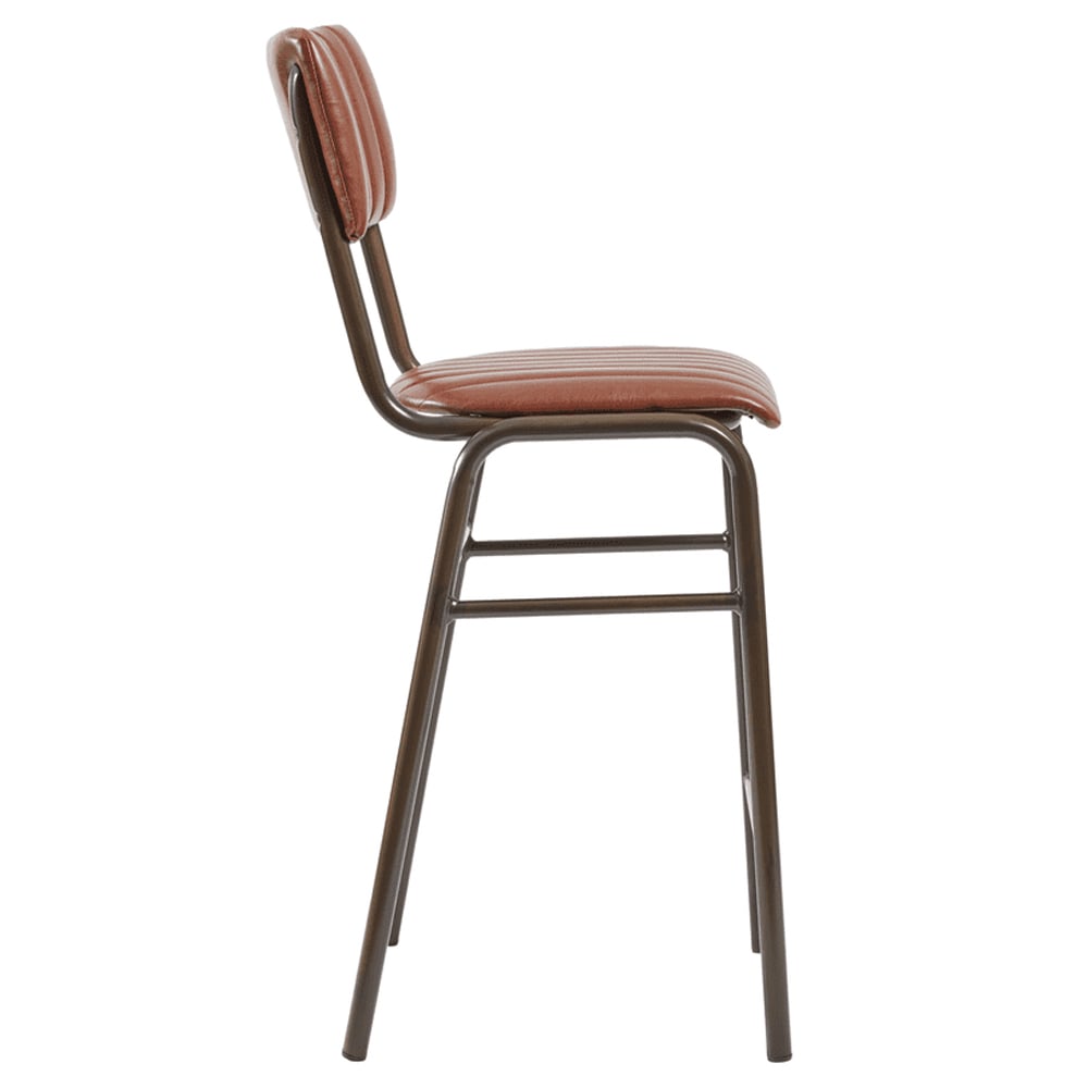 Toulouse Vintage Tan Faux Leather Mid Bar Stools In Pair