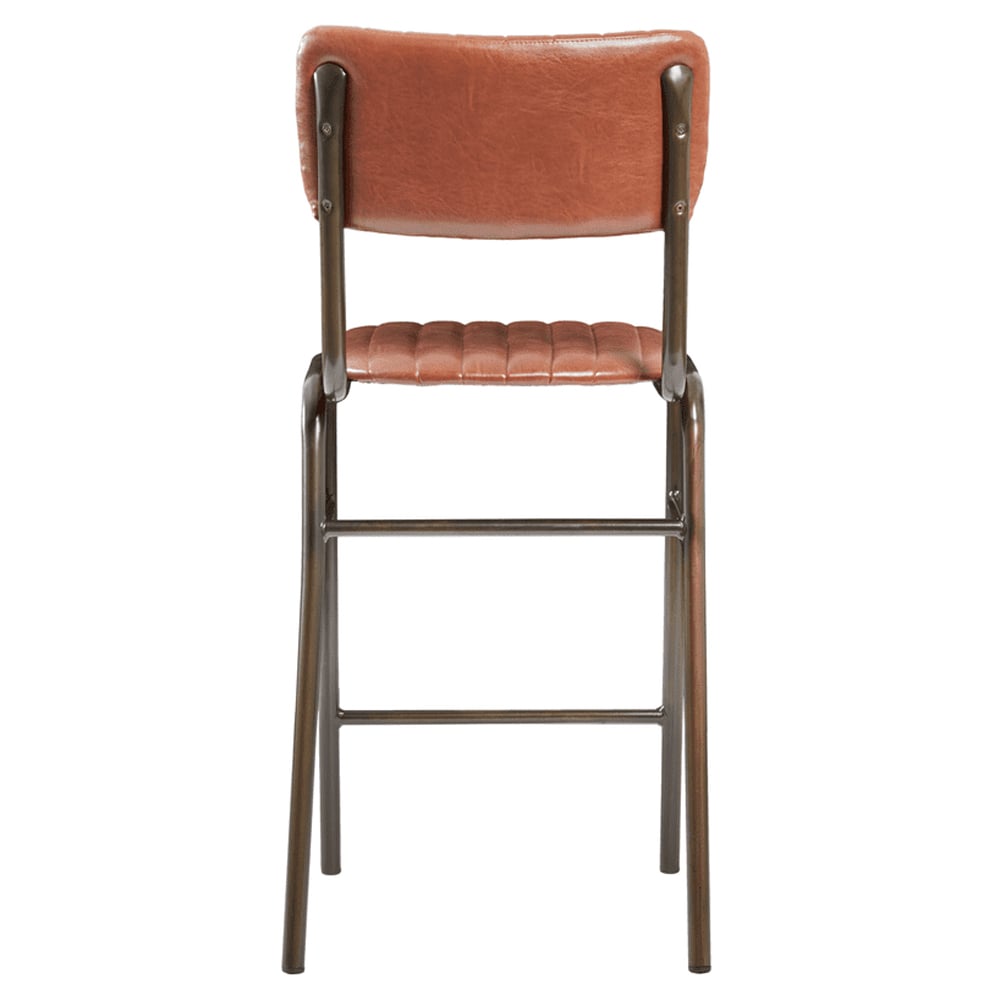 Toulouse Vintage Tan Faux Leather Mid Bar Stools In Pair