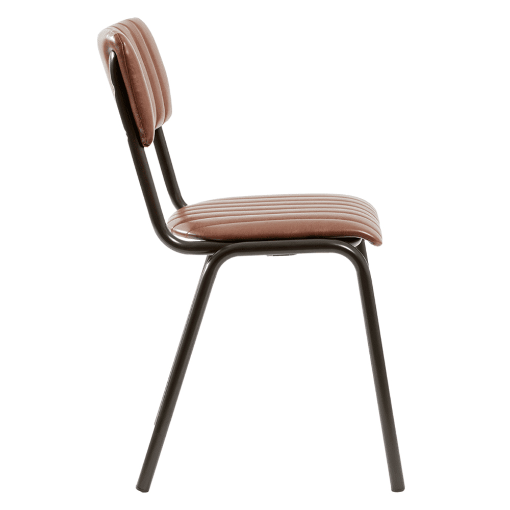 Toulouse Vintage Tan Faux Leather Stacking Bar Chairs In Pair