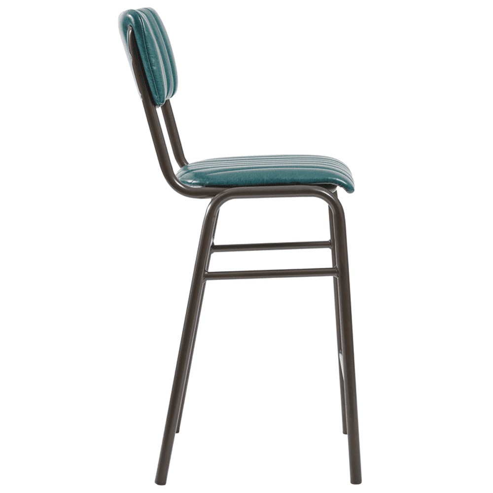 Toulouse Vintage Teal Faux Leather Mid Bar Stools In Pair