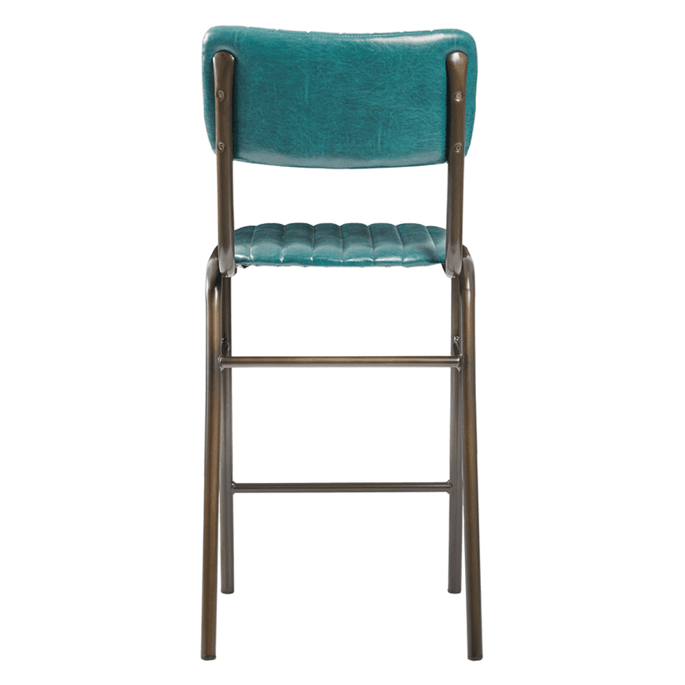 Toulouse Vintage Teal Faux Leather Mid Bar Stools In Pair