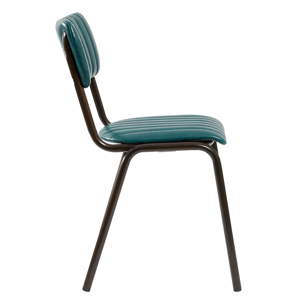 Toulouse Vintage Teal Faux Leather Stacking Bar Chairs In Pair