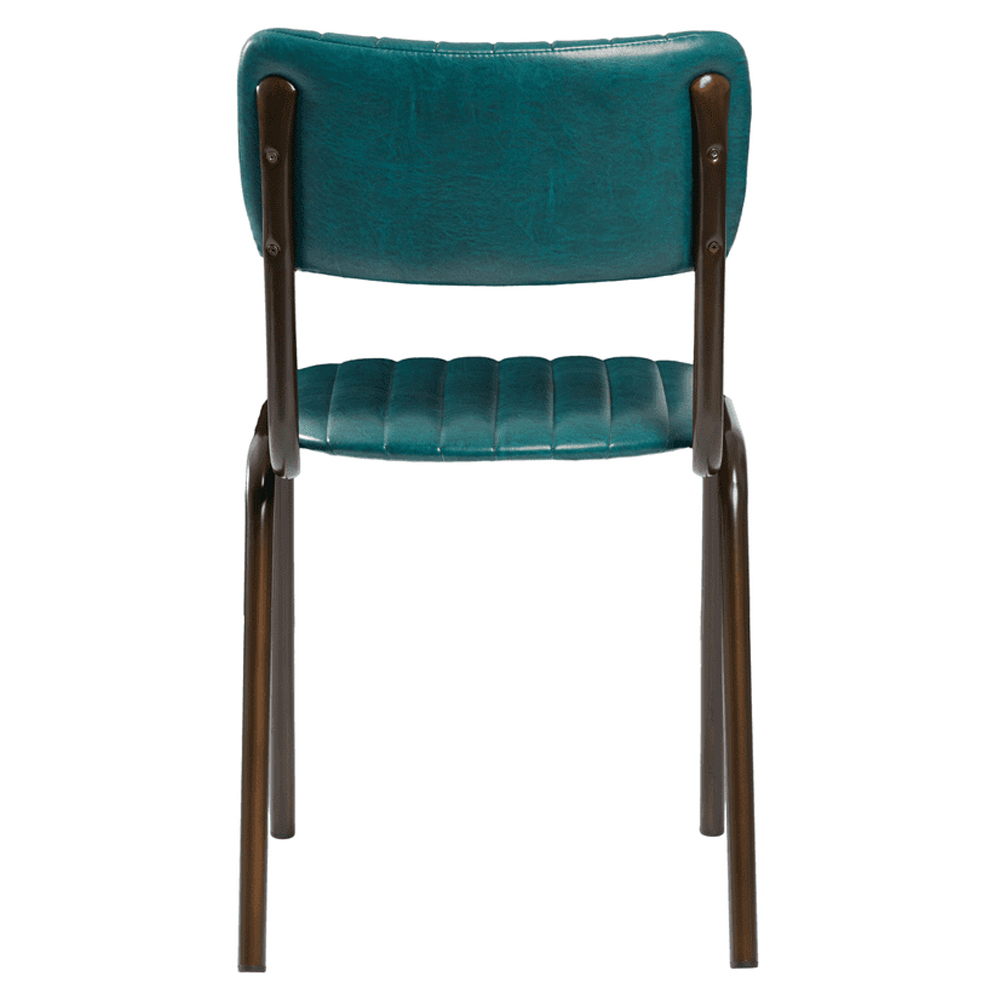 Toulouse Vintage Teal Faux Leather Stacking Bar Chairs In Pair