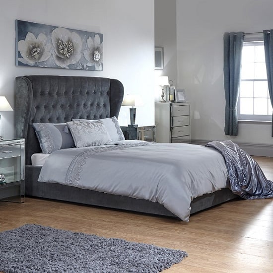 Read more about Dorking fabric ottoman storage double size bed in grey