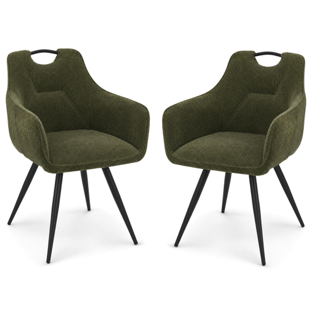 Touron Green Fabric Dining Chairs in Green