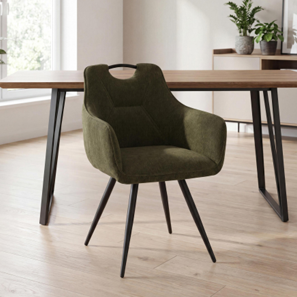 Touron Green Fabric Dining Chairs in Green