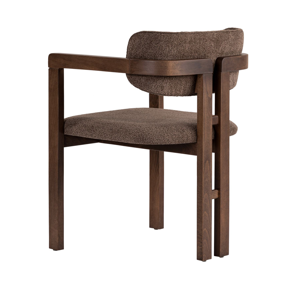 Tovaro Brown Fabric Dining Chairs with Dark Walnut Wooden Frame in Pair