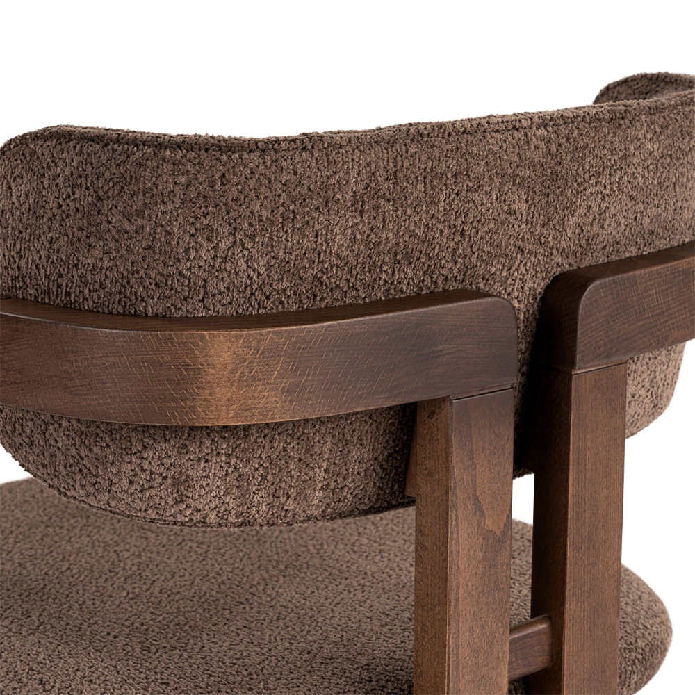 Tovaro Brown Fabric Dining Chairs with Dark Walnut Wooden Frame in Pair