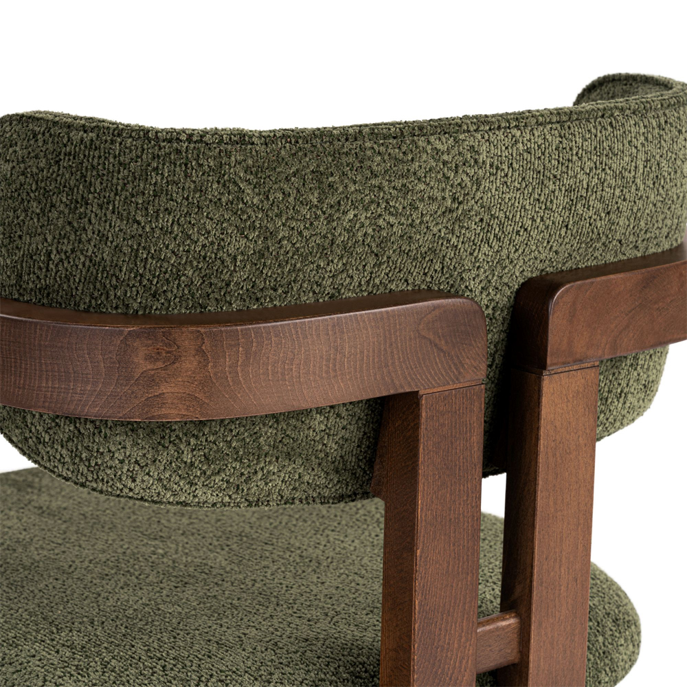 Tovaro Green Fabric Dining Chairs with Dark Walnut Wooden Frame in Pair