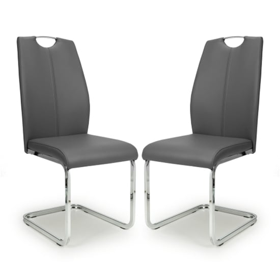 Product photograph of Towson Set Of 4 Leather Effect Dining Chairs In Graphite Grey from Furniture in Fashion