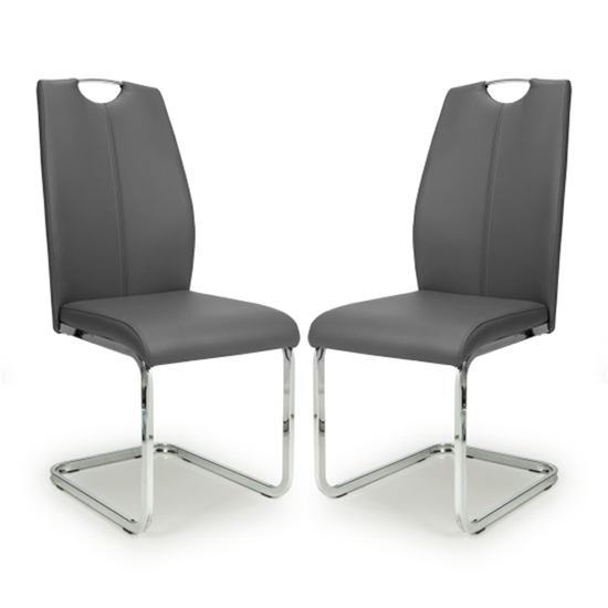 Photo of Towson set of 4 leather effect dining chairs in graphite grey