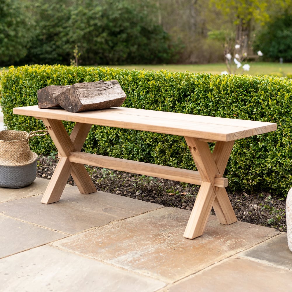 Product photograph of Towson Wooden Garden Backless Seating Bench In Oak from Furniture in Fashion