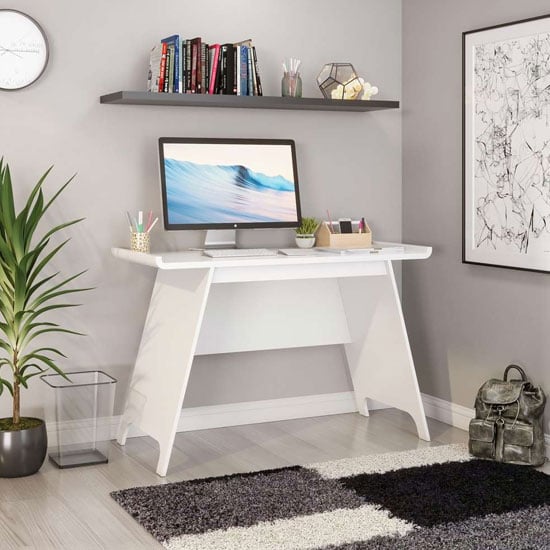 Read more about Towson wooden trestle laptop desk in white