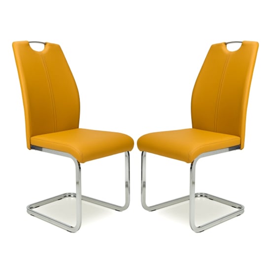 Product photograph of Towson Set Of 4 Leather Effect Dining Chairs In Yellow from Furniture in Fashion