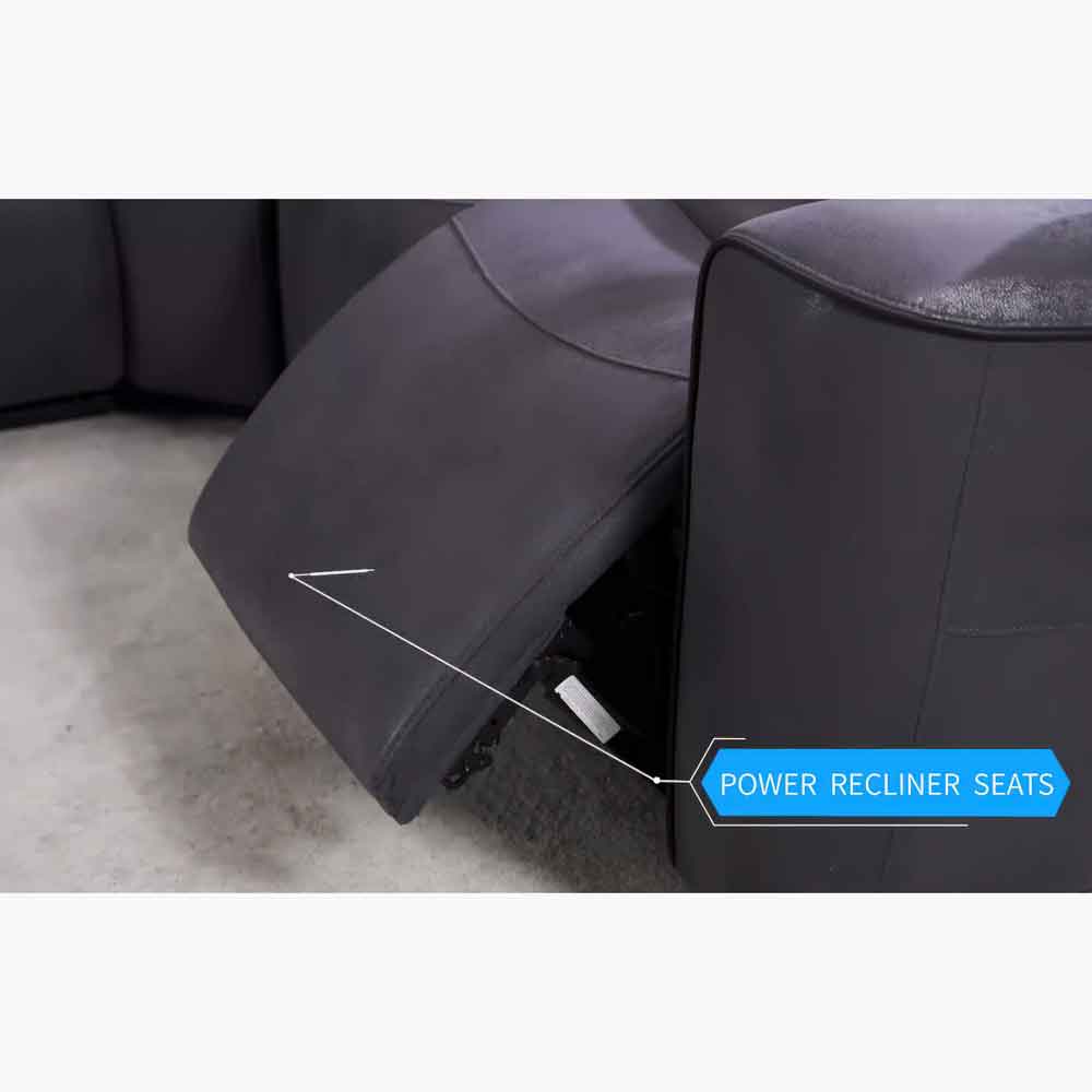 Toxen Faux Leather Fabric Electric Recliner Corner Sofa in Grey