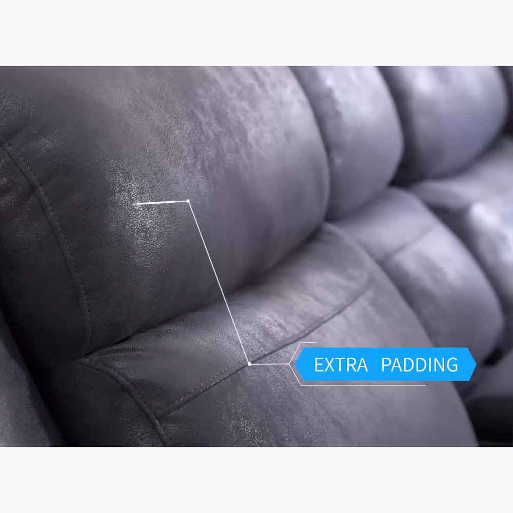 Toxen Faux Leather Fabric Electric Recliner Corner Sofa in Grey