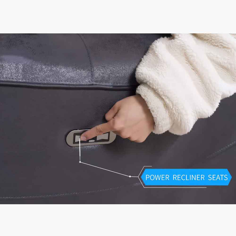 Toxen Faux Leather Fabric Electric Recliner Corner Sofa in Grey