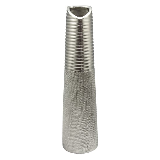Trace Ceramic Large Triangle Decorative Vase In Silver