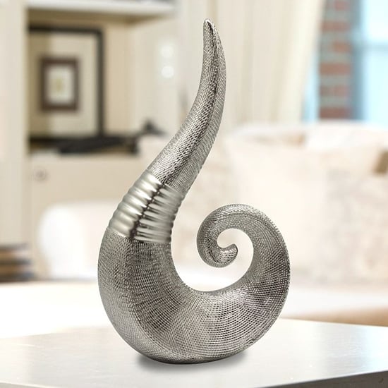 Product photograph of Trace Ceramic Curved Sculpture In Antique Silver from Furniture in Fashion