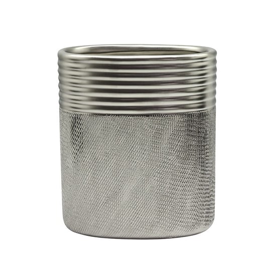 Trace Ceramic Small Decorative Vase In Silver