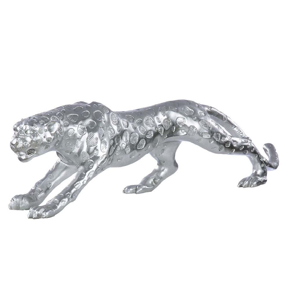 Tracy Synthetic Resin Cheetah Sculpture In Antique Silver
