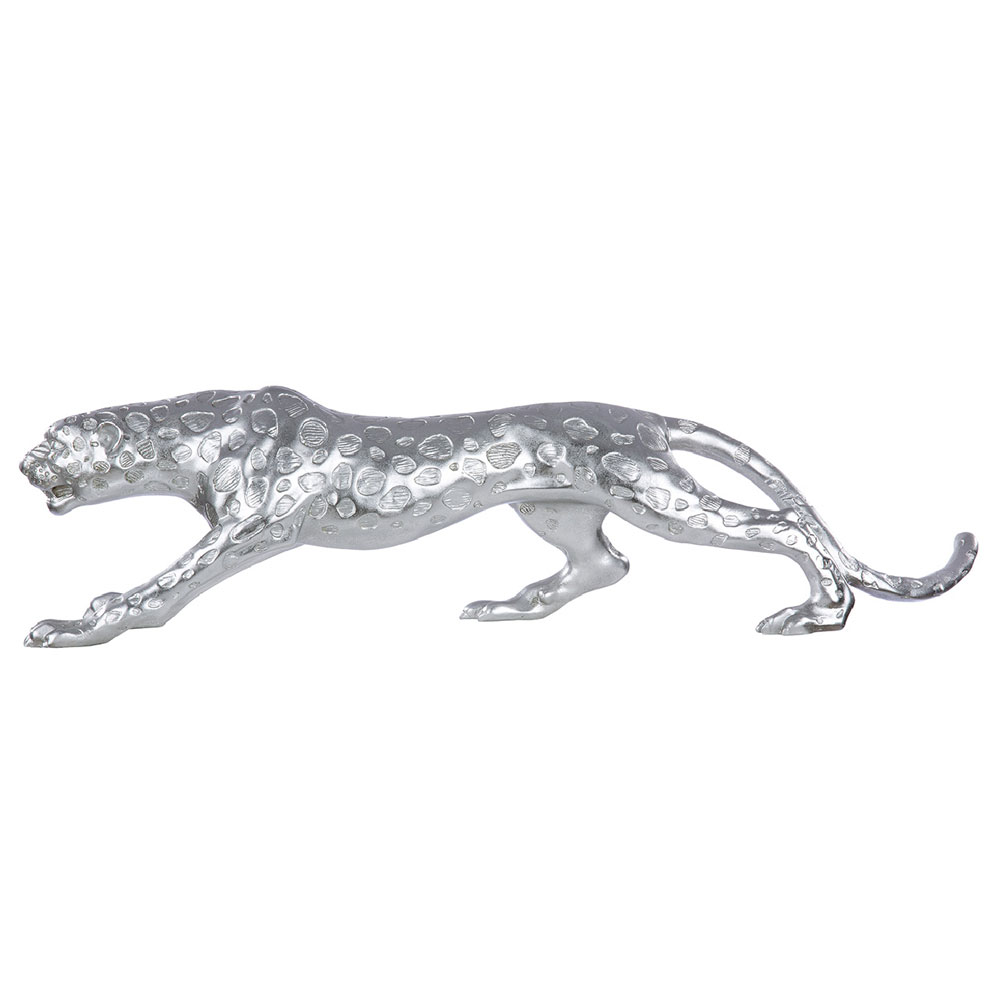 Tracy Synthetic Resin Cheetah Sculpture In Antique Silver