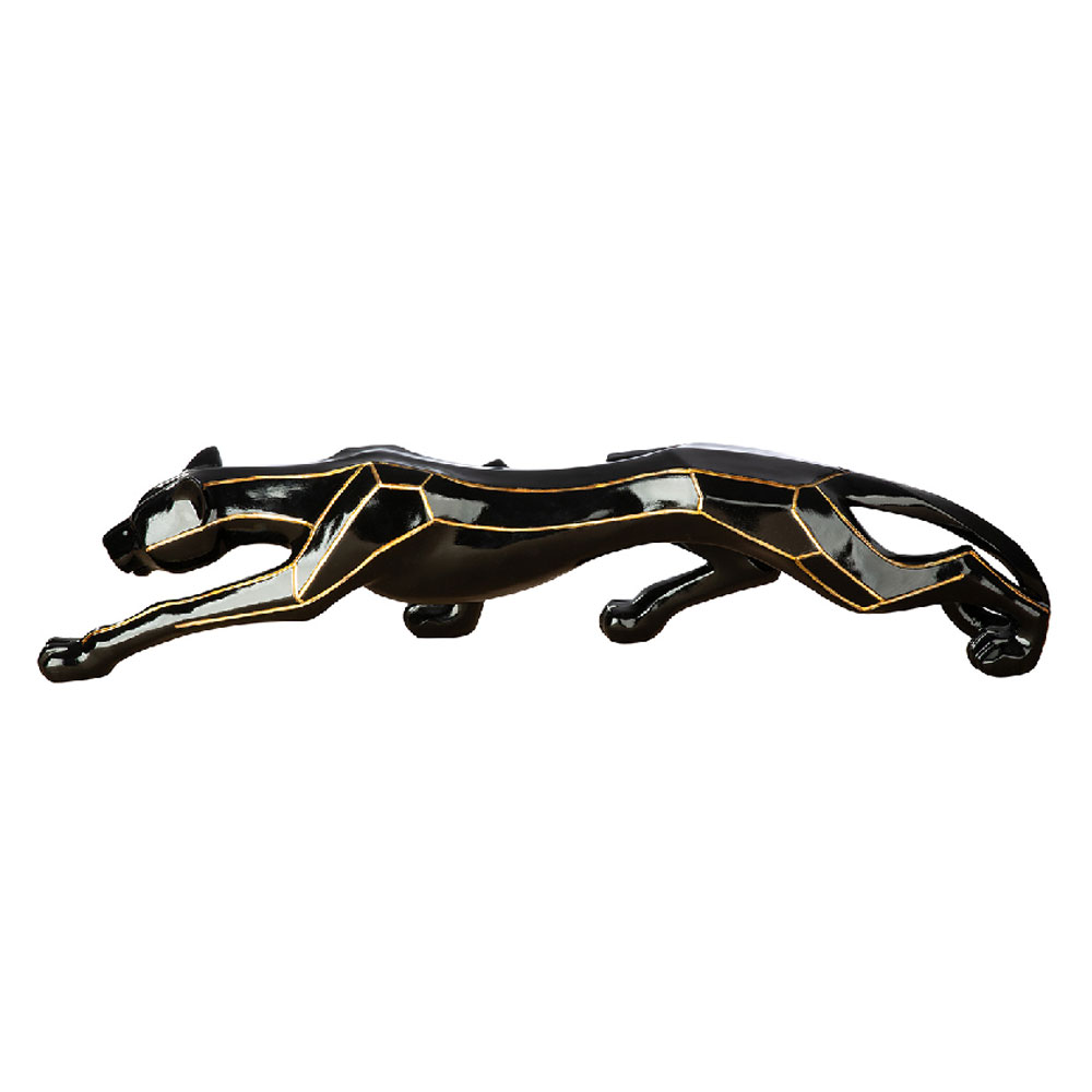 Tracy Synthetic Resin Cheetah Sculpture In Black and Gold