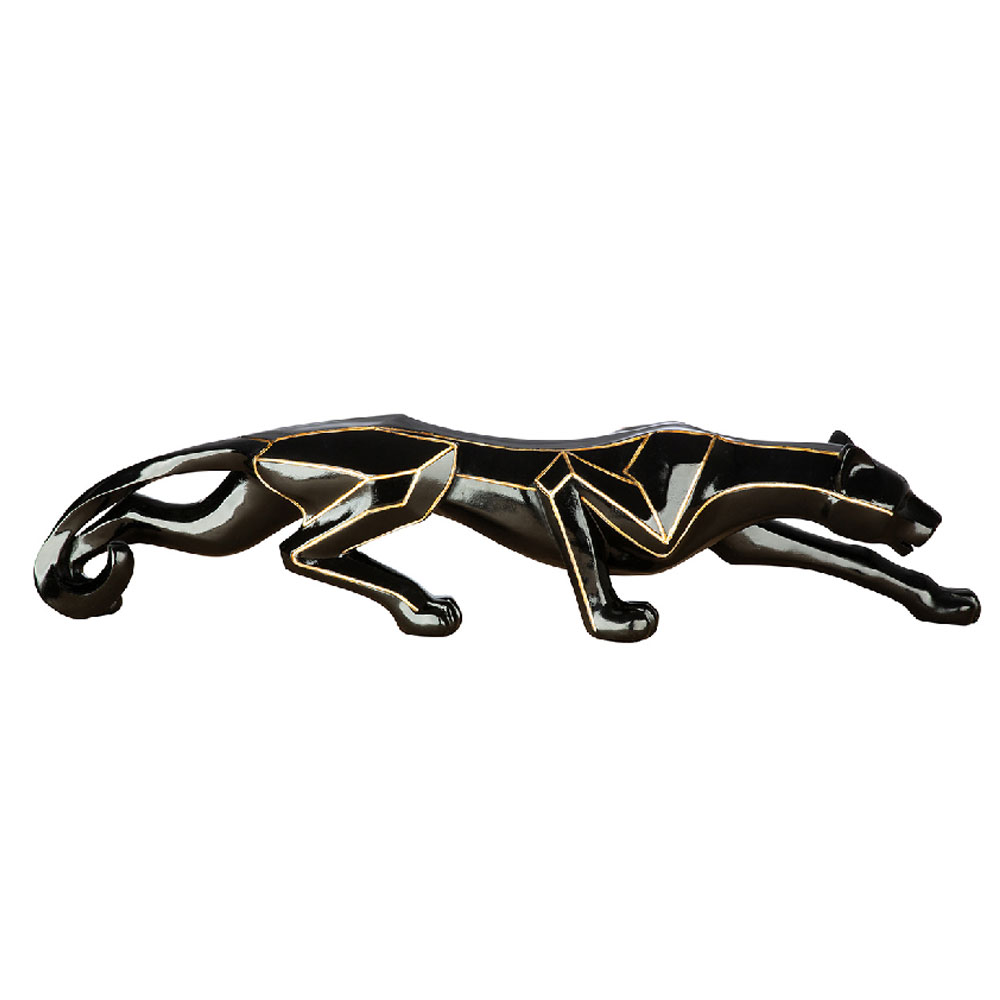 Tracy Synthetic Resin Cheetah Sculpture In Black and Gold