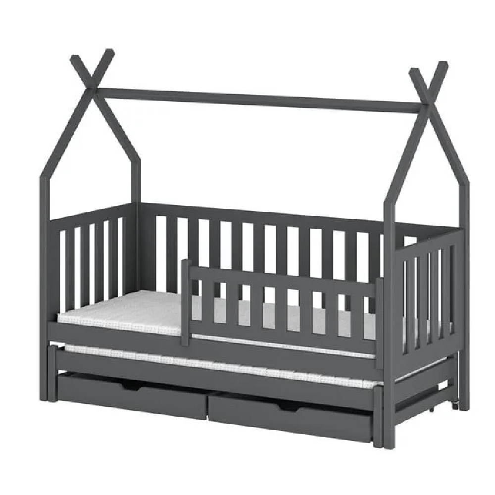 Tracy Wooden Day Bed With Foam Mattress And Trundle In Graphite