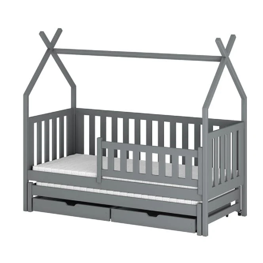 Tracy Wooden Day Bed With Foam Mattress And Trundle In Grey