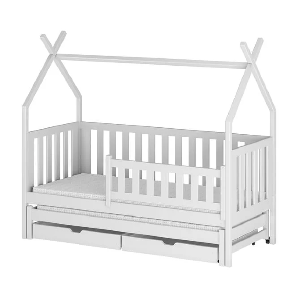 Tracy Wooden Day Bed Without Mattress And Trundle In White