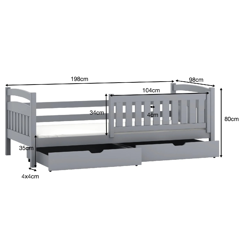 Tracy Wooden Day Bed Without Mattresses In Graphite