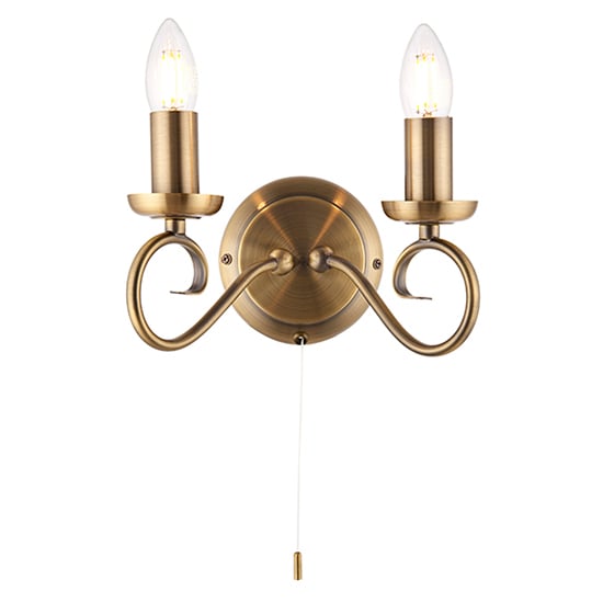 Read more about Trafford 2 lights wall light in antique brass