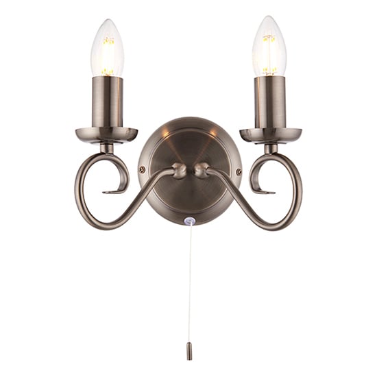 Read more about Trafford 2 lights wall light in antique silver
