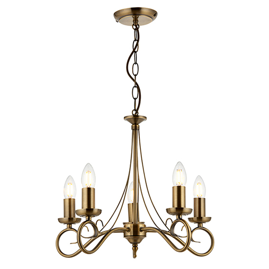 Read more about Trafford 5 lights ceiling pendant light in antique brass