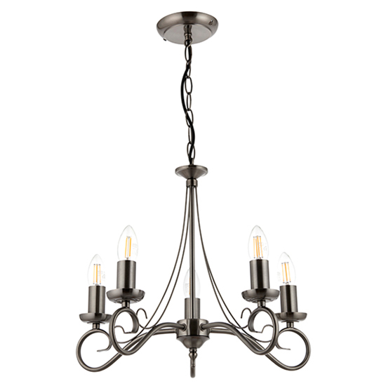 Trafford 5 Lights Ceiling Pendant Light In Antique Silver