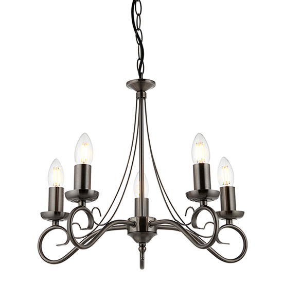 Trafford 5 Lights Ceiling Pendant Light In Antique Silver